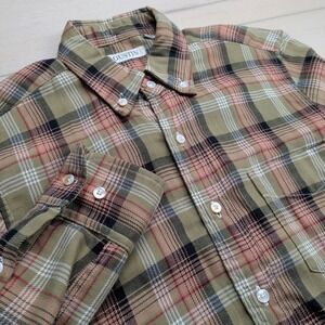 Gustin Flannel Shirt Mens XS #95 Rustic Green Twill Rugged Plaid Made in USA